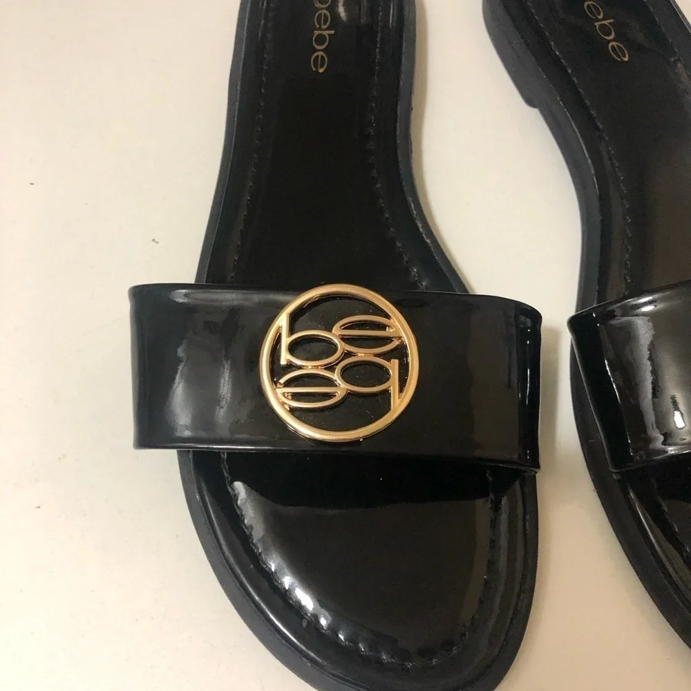Bebe black patent sandal